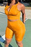 Gathered Breathable Fashion Sport Line Spliced Shorts Sets AYM5012