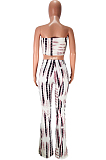 Euramerican Sexy Boob Tube Top Print Flared Trousers Two-Piece PQ8018
