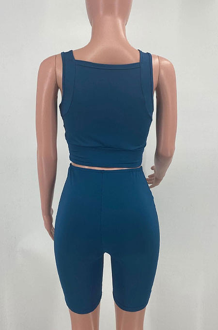 Gathered Breathable Fashion Sport Line Spliced Shorts Sets AYM5012