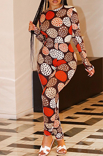 Spots Print Fashion Ling Sleeve Jumpsuit PQ8017