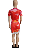 Sexy Short Skirt Top Print Fashion Two-Piece MK030