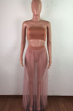 WHOLESALE | Fashion Fold Net Yarn Perspective Sexy Boob Tube Top Two-Piece LA3263