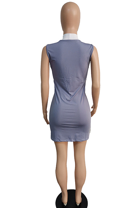 Sexy Package Hip Sleeveless Spliced Dress MK008