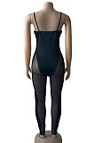 Fashion Sexy Net Yarn Spliced Bodycon Jumpsuits BNB015