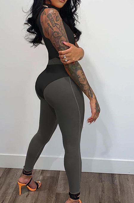 Sexy Women Net Yarn Pure Color Pit Bar Three-Piece YX9275