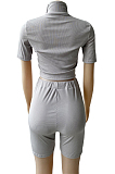 Pure Color High Neck The Screw Thread Zipper Two-Piece WM2326
