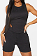 Fashion Pure Color Halterneck Bind Loose Sport Two-Piece SM9166