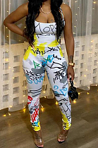 Sexy Women Graffiti Print Bind Jumpsuit WM2320