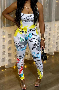 Sexy Women Graffiti Print Bind Jumpsuit WM2320