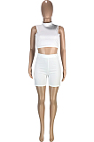 Casual Prue Color Round Neck Vest Shorts Sport Two-Piece SM9161