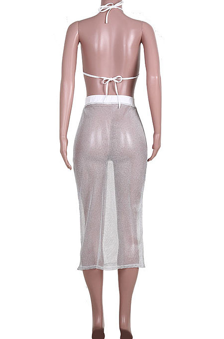 Summer Women Net Yarn Skirts Sets JZH8047
