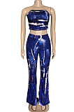 Fashion Sexy Boob Tube Top Flare Pants Tie Dye Two-Piece WM2331