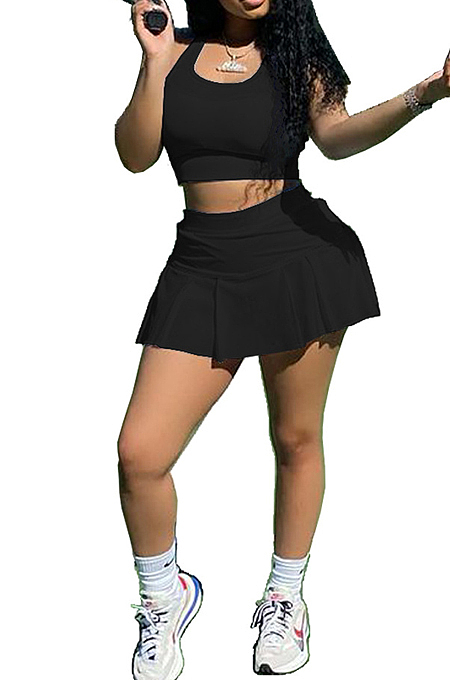 Fashion Sexy Prue Color Cultivate One's Morality Vest Culottes Two-Piece SM9158