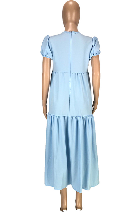 Fashion Casual Pure Color Stealth Zipper Loose Dresses SM9157 
