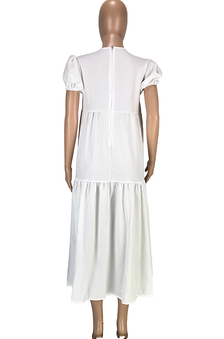 Fashion Casual Pure Color Stealth Zipper Loose Dresses SM9157 