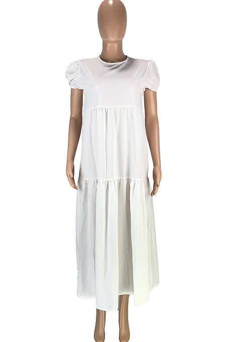 Fashion Casual Pure Color Stealth Zipper Loose Dresses SM9157 