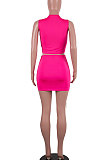 Sexy Open Fork Chain Pure Color Skirts Sets MA6672