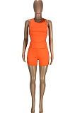 Fashion Pure Color Halterneck Bind Loose Sport Two-Piece SM9166