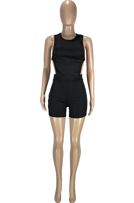 Fashion Pure Color Halterneck Bind Loose Sport Two-Piece SM9166