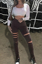 Fashion Fold Zipper Hole Casual Pants LSZ9068