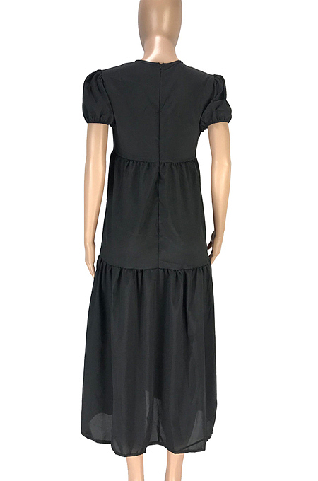 Fashion Casual Pure Color Stealth Zipper Loose Dresses SM9157 