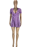 Sexy Plaid Print V Neck Night Club Cultivate One's Morality Dress SM9165