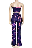 Fashion Sexy Boob Tube Top Flare Pants Tie Dye Two-Piece WM2331