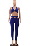 Fashion Women Hang A Neck Vest Hole Parts Two-Piece LSZ9077