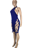 Casual Sexy Pure Color Ankle Strap Bind Hang A Neck Halterneck Jumpsuit SM9168