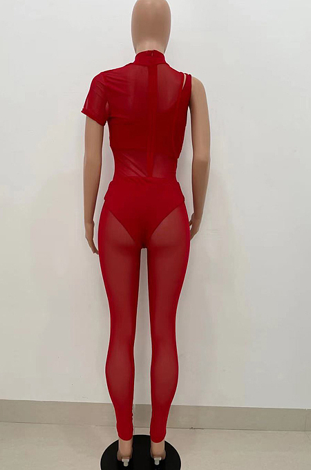 Sexy Women Net Yarn Pure Color Pit Bar Three-Piece YX9275