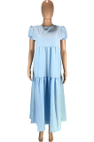 Fashion Casual Pure Color Stealth Zipper Loose Dresses SM9157 