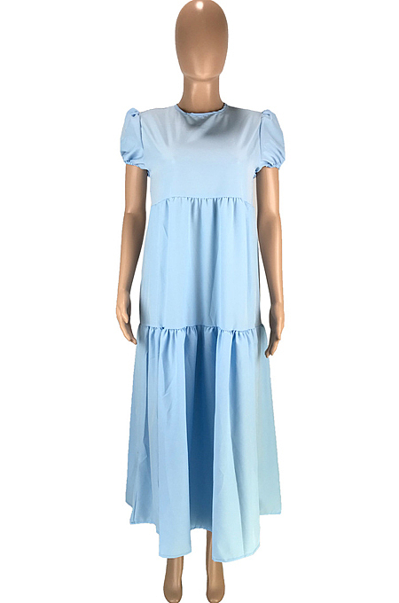 Fashion Casual Pure Color Stealth Zipper Loose Dresses SM9157 