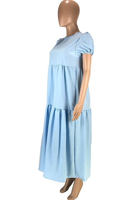 Fashion Casual Pure Color Stealth Zipper Loose Dresses SM9157 