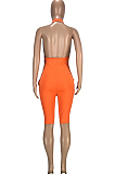 Casual Sexy Pure Color Ankle Strap Bind Hang A Neck Halterneck Jumpsuit SM9168