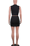 Sexy Open Fork Chain Pure Color Skirts Sets MA6672