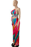 Sexy Trendy Bind Loose Gradual Change Printing Pants Sets SH7254