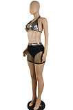 Summer Iridescence Sequin Net Yarn Bind Swimsuit Two-Piece E8579