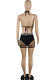 Summer Iridescence Sequin Net Yarn Bind Swimsuit Two-Piece E8579