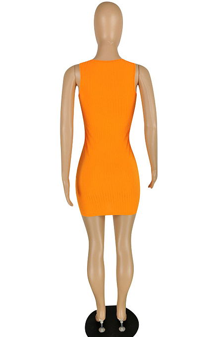 Sexy High Elastic Pit Bar Oblique Hole Vest Dress YYZ942