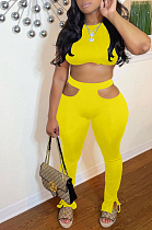 Fashion Sexy Hollow Out Pure Color Two-Piece OEP6272