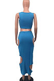 Sexy Pure Color Sleeveless Hole Skirts Sets OH8038