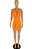 Sexy High Elastic Pit Bar Oblique Hole Vest Dress YYZ942