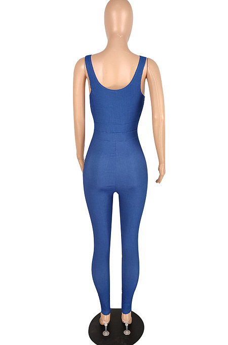 Summer High Elastic Cowboy Overalls Casual Jumpsuit YYZ651