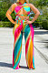 Sexy Trendy Bind Loose Gradual Change Printing Pants Sets SH7254