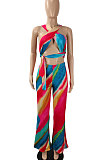 Sexy Trendy Bind Loose Gradual Change Printing Pants Sets SH7254