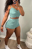 Fashion Pit Bar Fold Drawsing Sling Vest Shorts Two-Piece LSZ9079