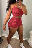 Fashion Pit Bar Fold Drawsing Sling Vest Shorts Two-Piece LSZ9079
