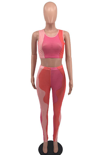 Fashion Sexy Tight Positioning Net Yarn Printing Two-Pieces OH8056