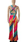 Sexy Trendy Bind Loose Gradual Change Printing Pants Sets SH7254