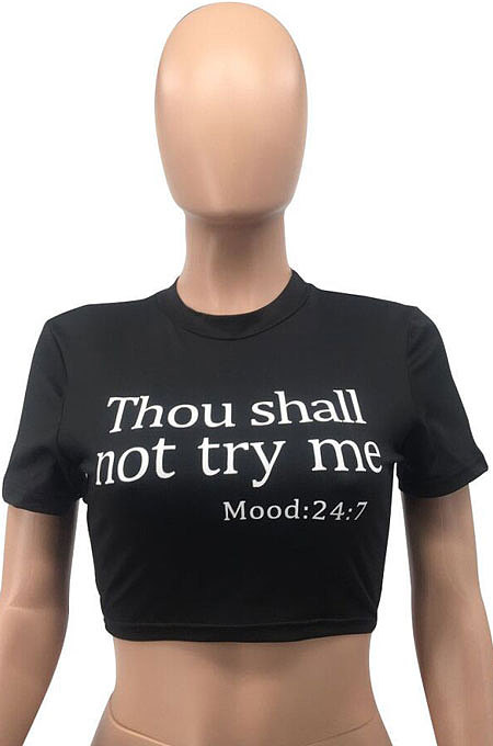 Sexy Printing Letter Tight T Shirts OH8037